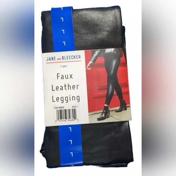 *New* Jane and Bleecker Ladies' Size Large, Faux Leather Legging, Black - Picture 2 of 2